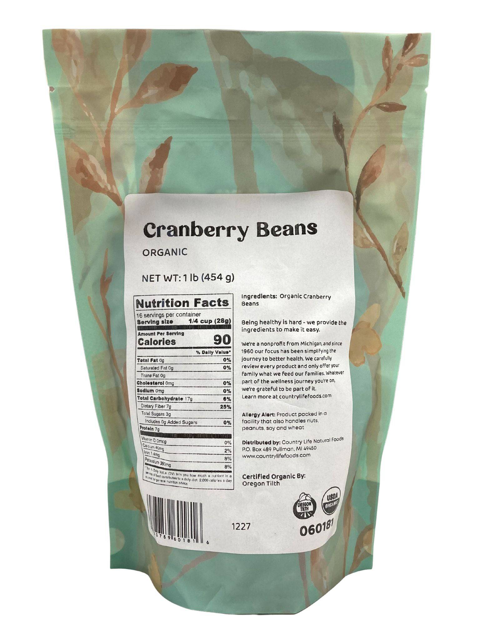 Cranberry Beans, Organic, Beans - Country Life Natural Foods