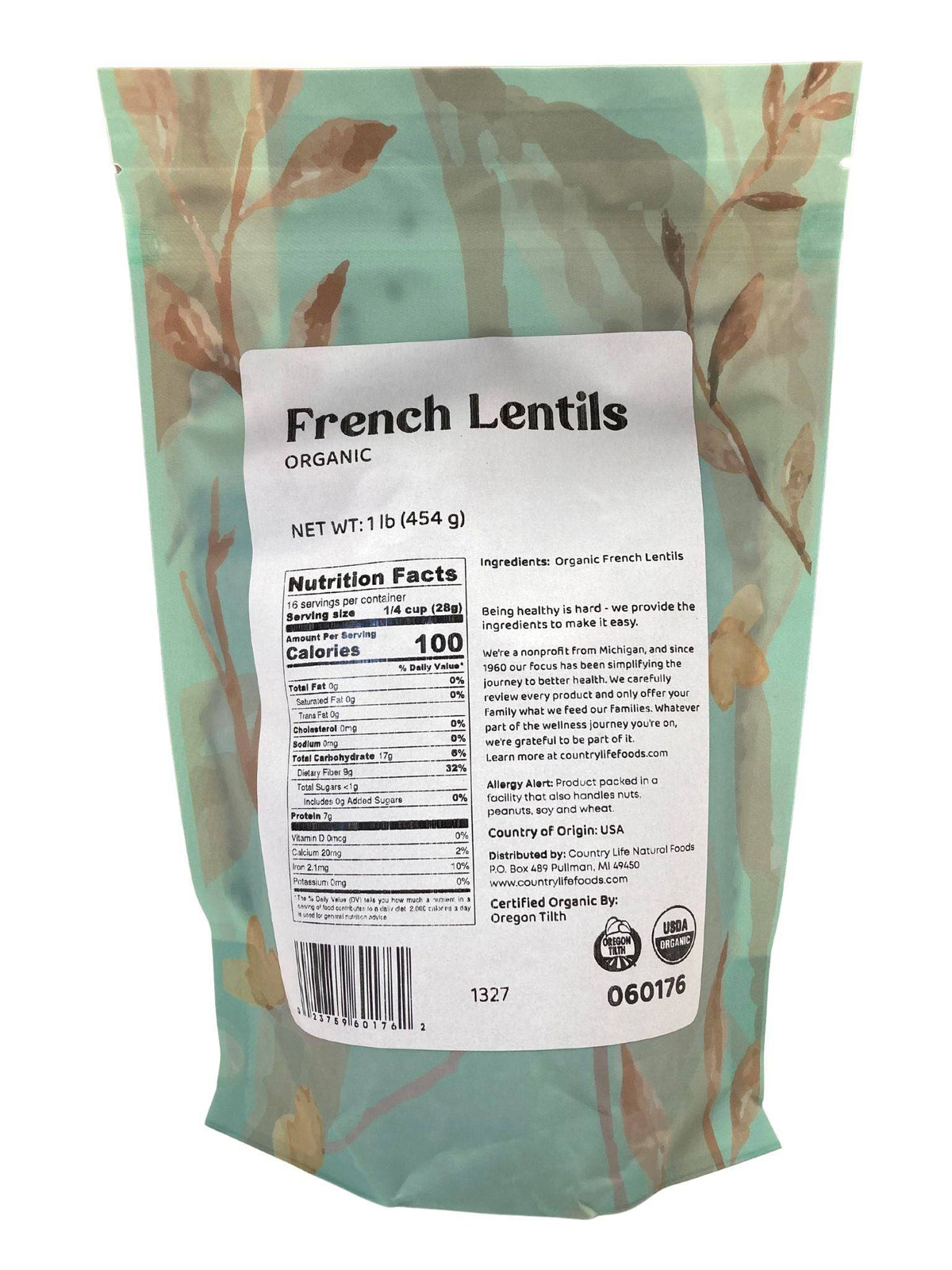 French Lentils, Organic, Lentils - Country Life Natural Foods