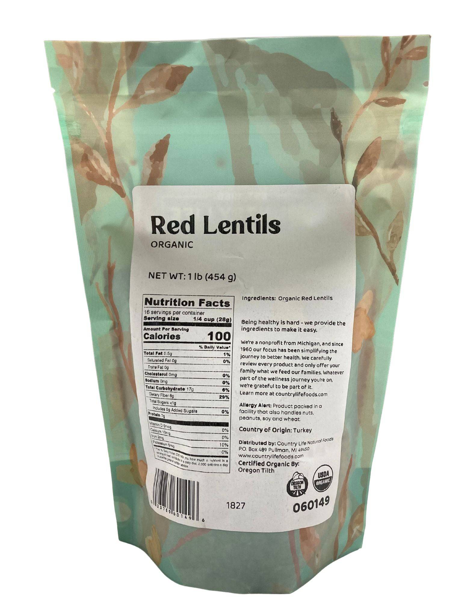 Red Lentils, Split, Organic, Lentils - Country Life Natural Foods