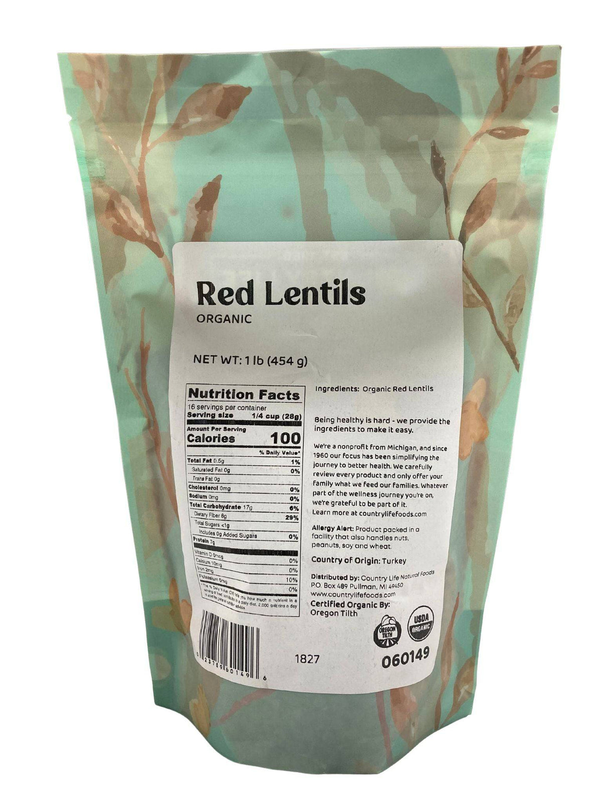 Red Lentils, Split, Organic, Lentils - Country Life Natural Foods