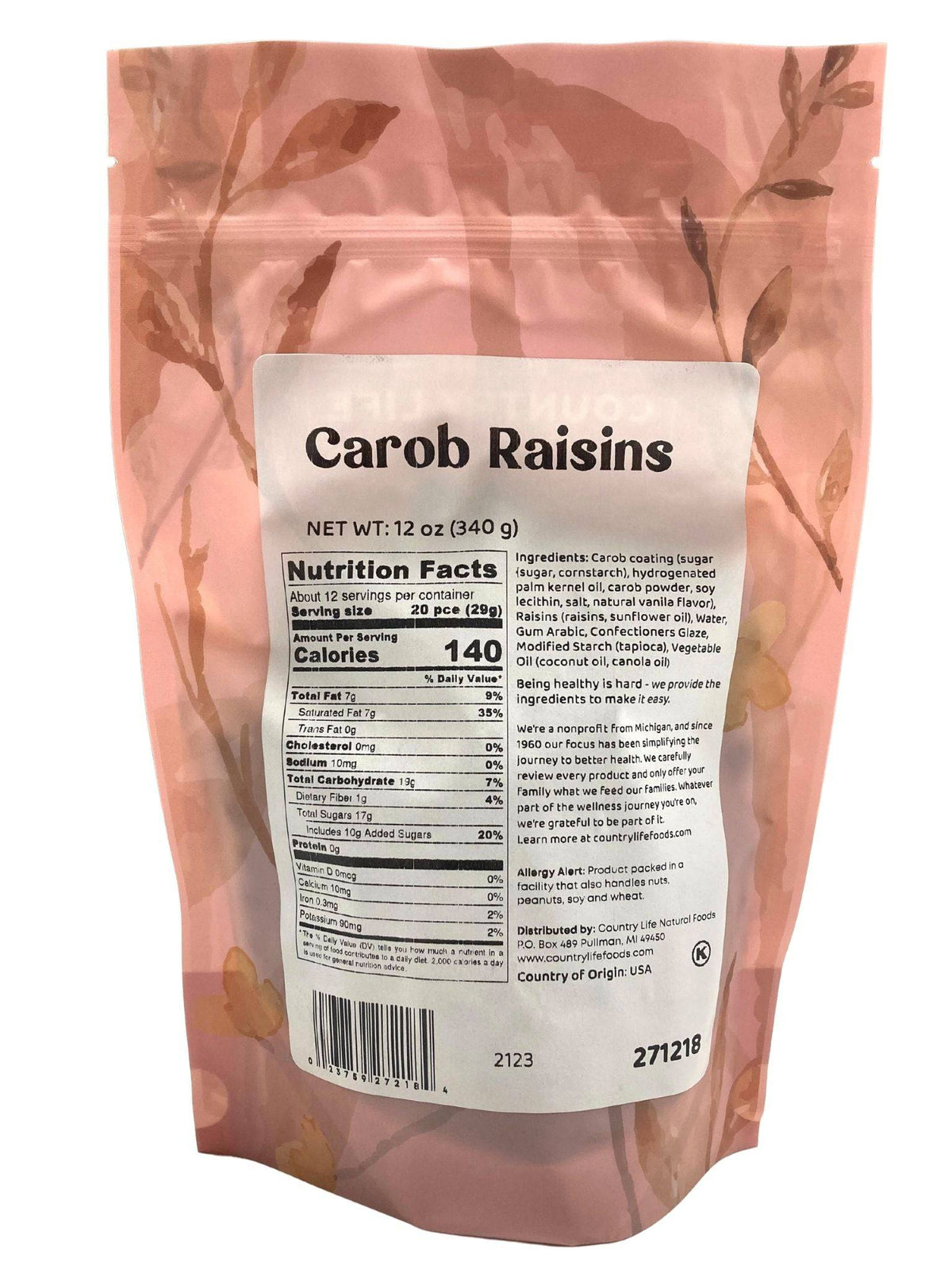 Carob Coated Raisins, Sugar Sweetened, Carob - Country Life Natural Foods