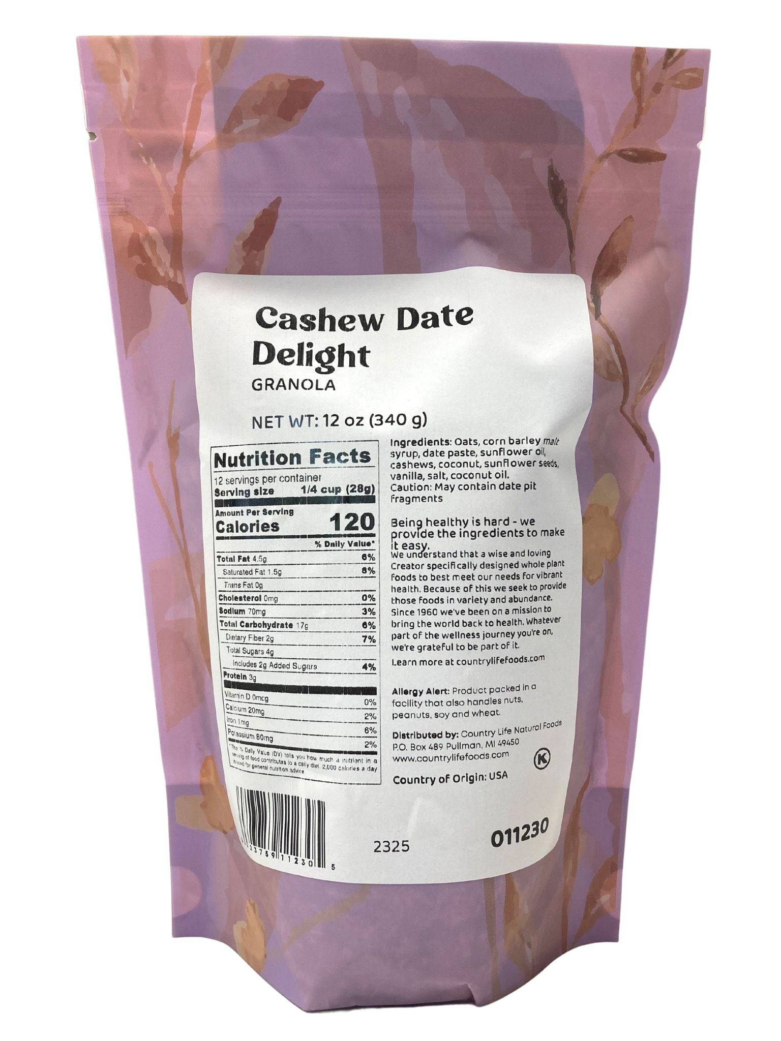 Slow-Baked Cashew Date Granola, Cereals & Granolas - Country Life Natural Foods