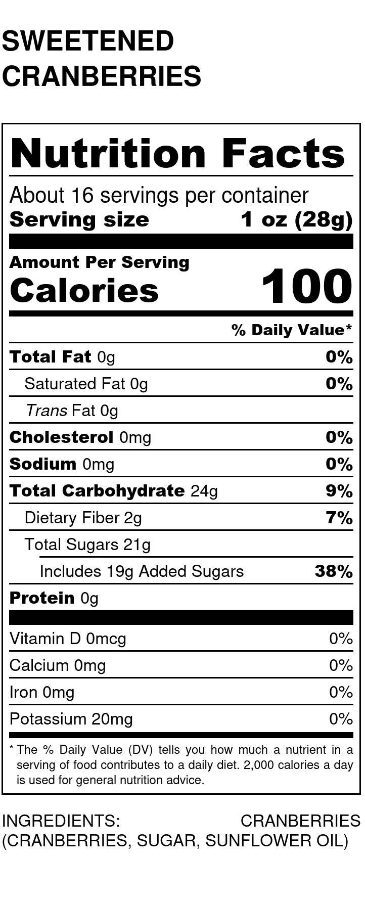 Cranberries, Sugar Sweetened, Dried Fruit - Country Life Natural Foods