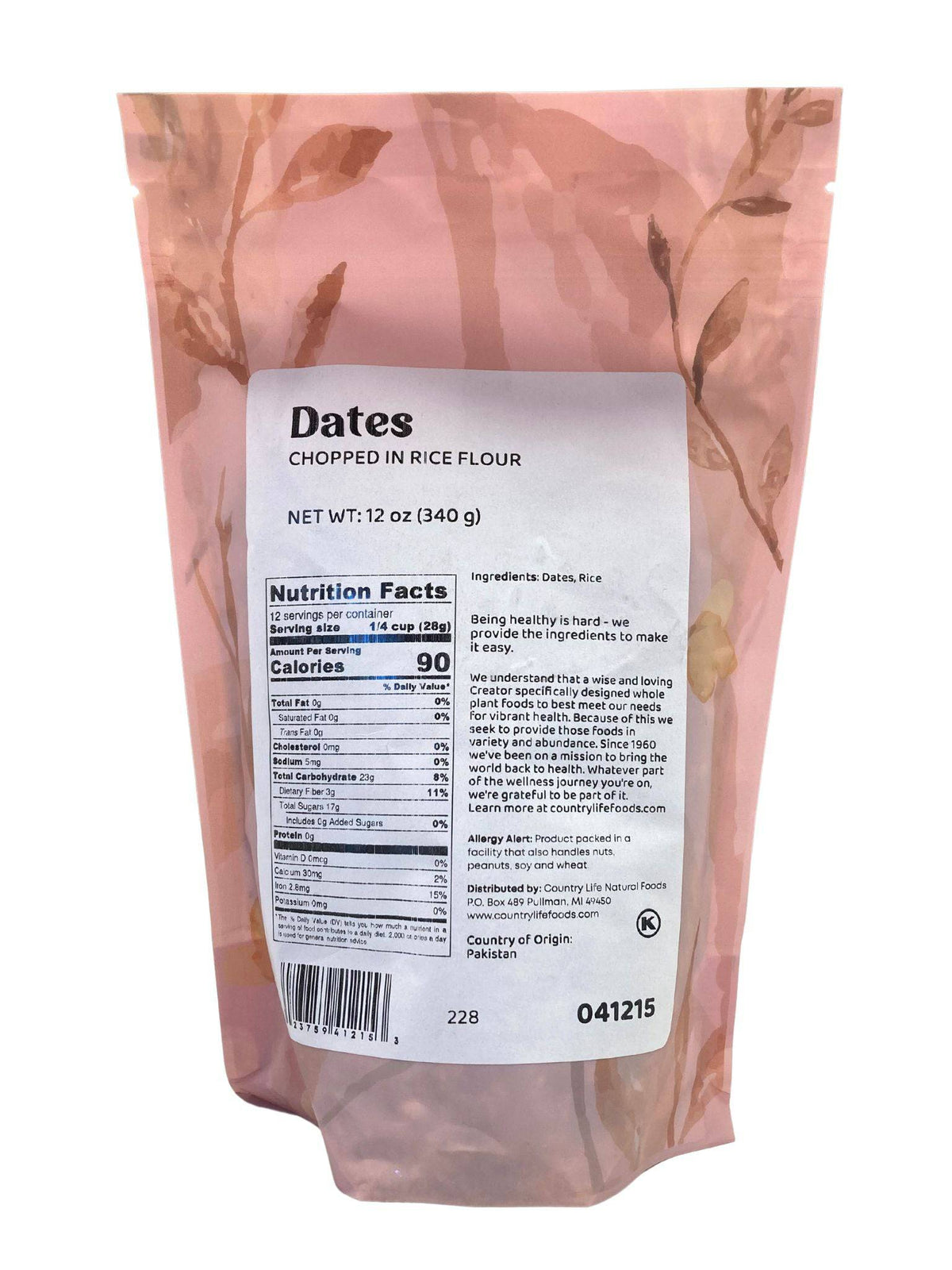 Dates, Chopped, Rice Flour, Dried Fruit - Country Life Natural Foods