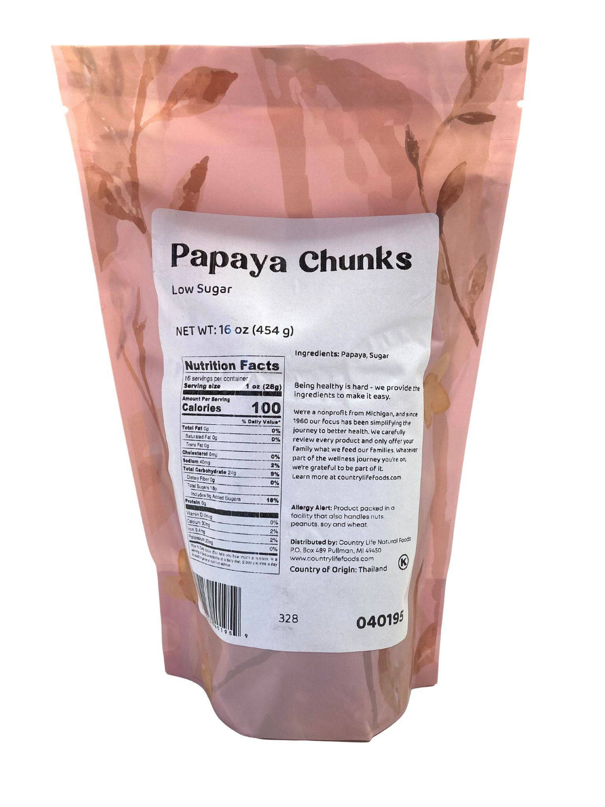 Papaya Chunks, Low Sugar, Dried Fruit - Country Life Natural Foods