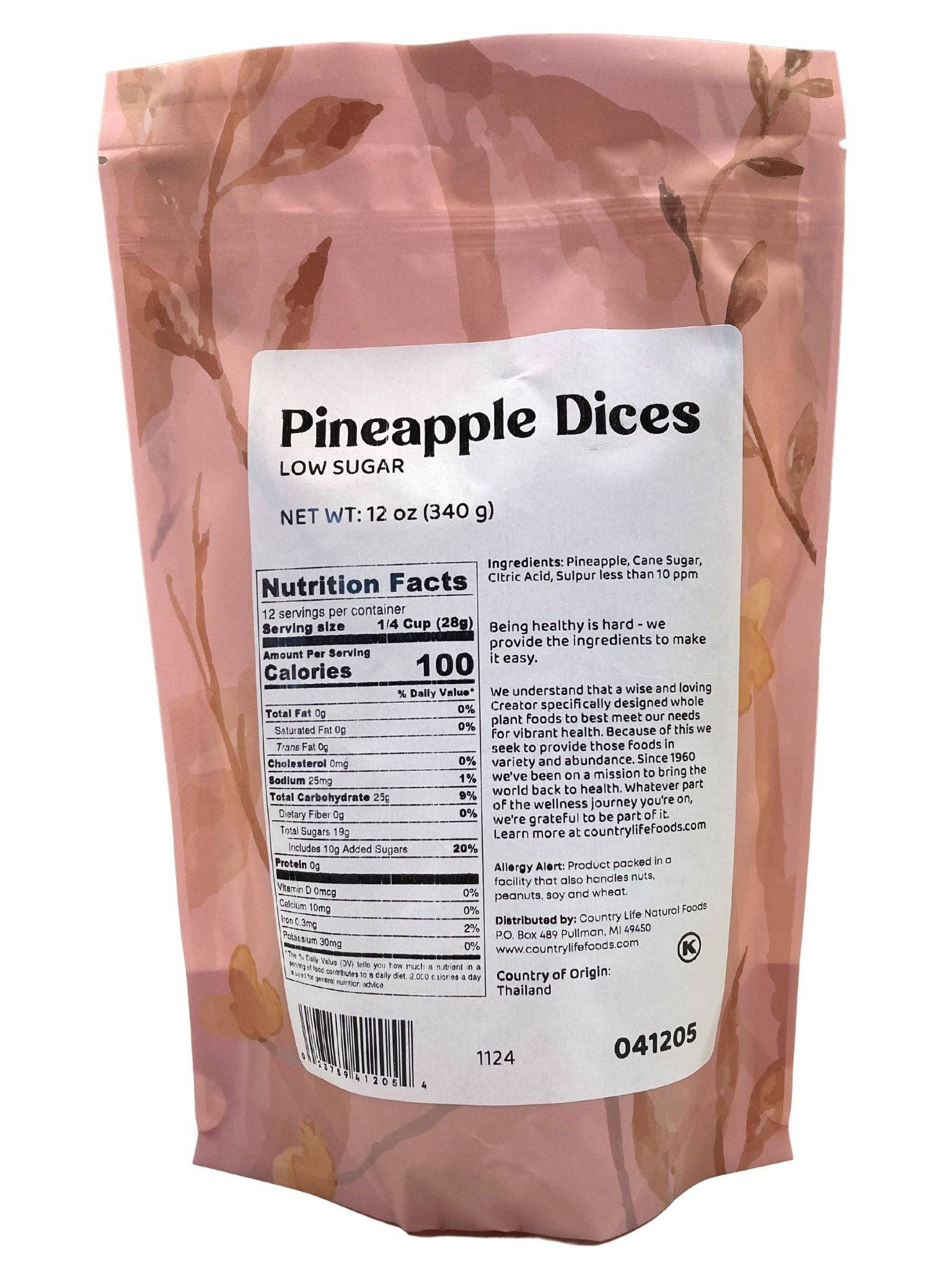 Pineapple Dices, Low Sugar, Dried Fruit - Country Life Natural Foods