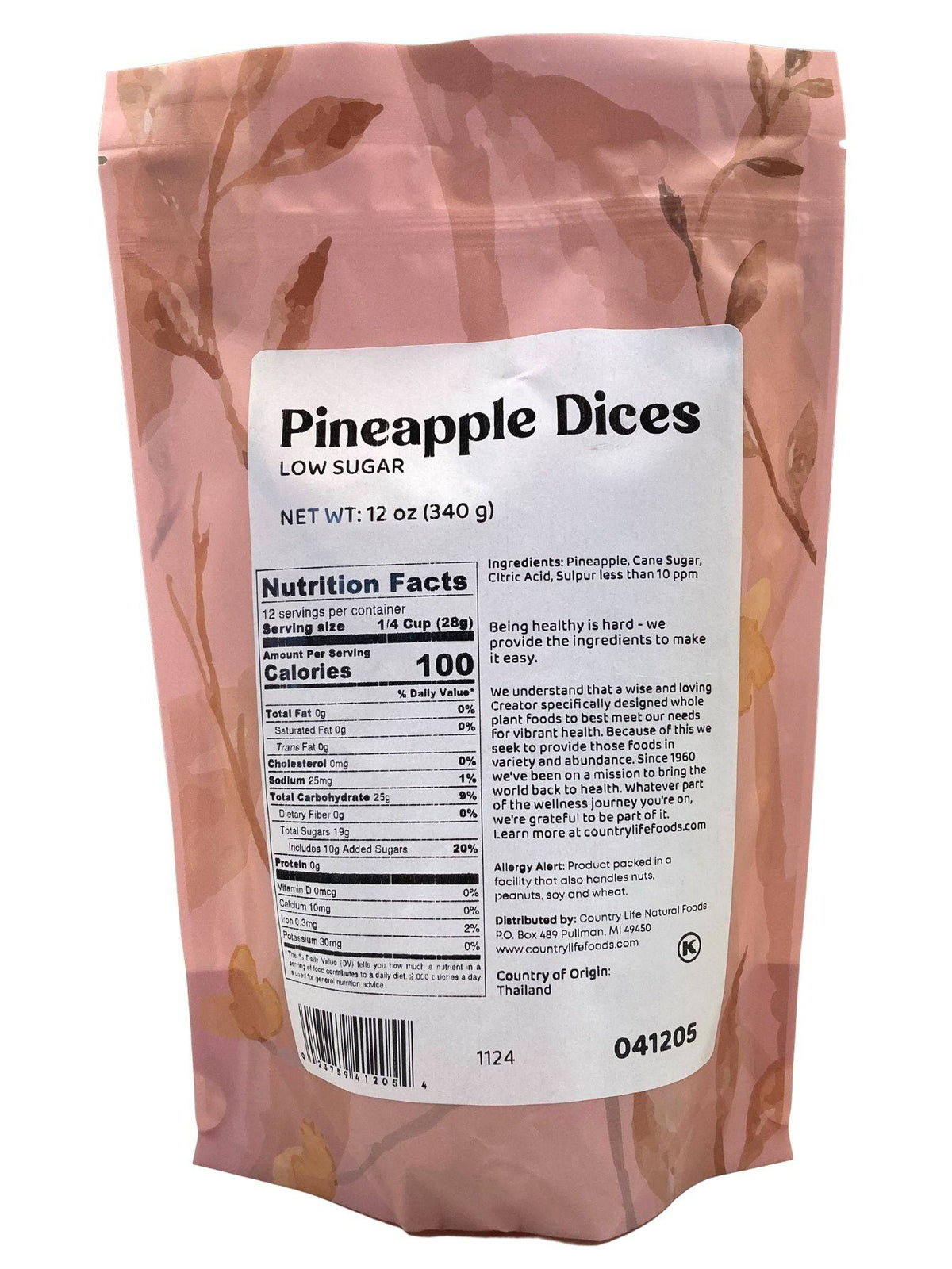 Pineapple Dices, Low Sugar, Dried Fruit - Country Life Natural Foods