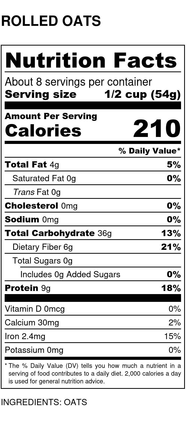 Oats, Regular Rolled, Oats - Country Life Natural Foods