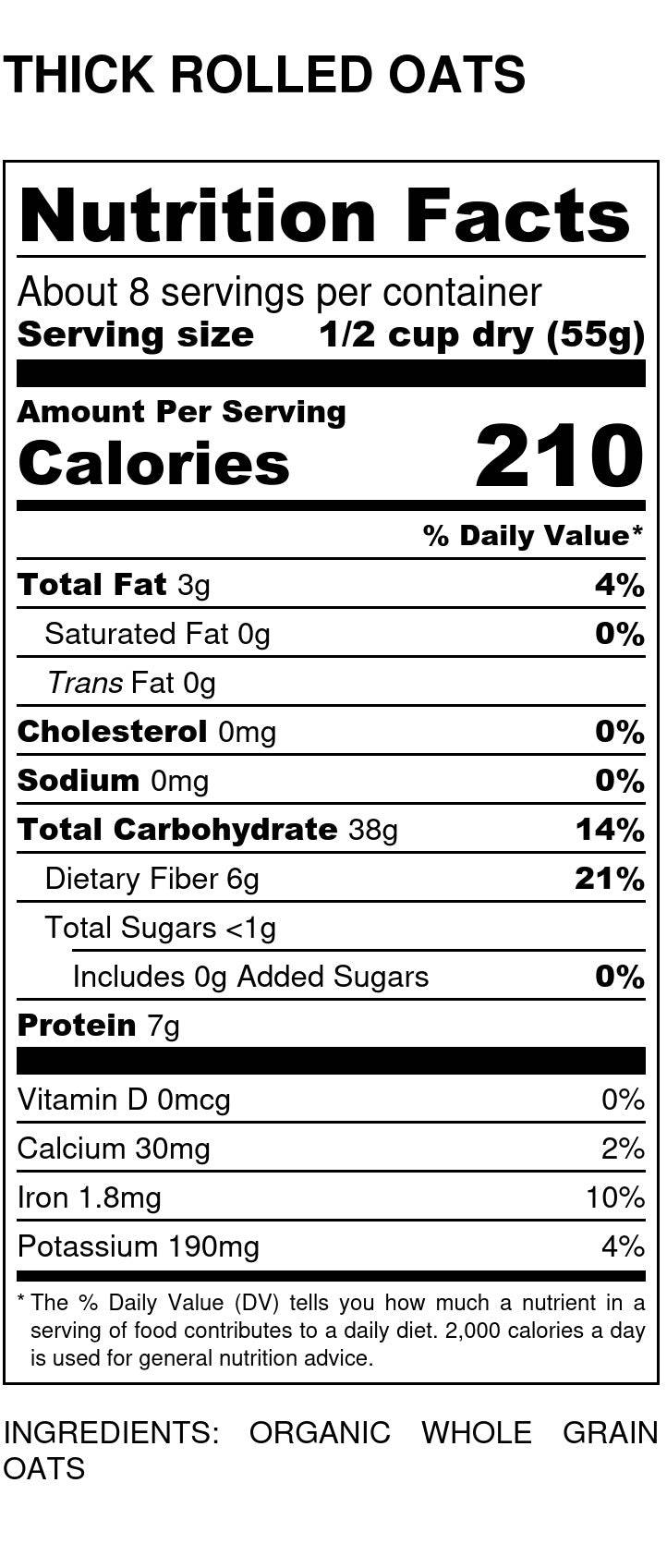 Oats, Thick Rolled, Organic, Oats - Country Life Natural Foods