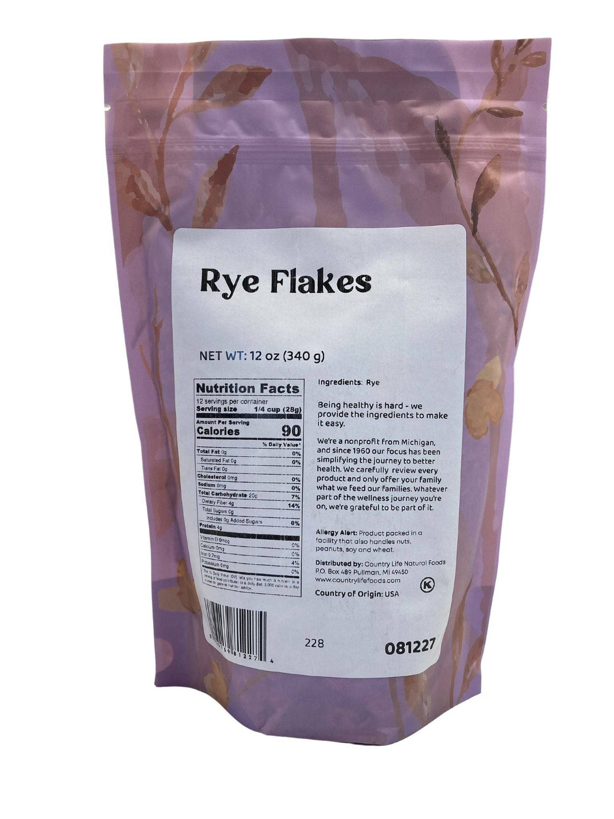 Rye, Rolled Flakes, Flaked Grains - Country Life Natural Foods