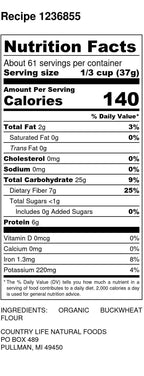 Buckwheat Flour, Organic, Flour - Country Life Natural Foods