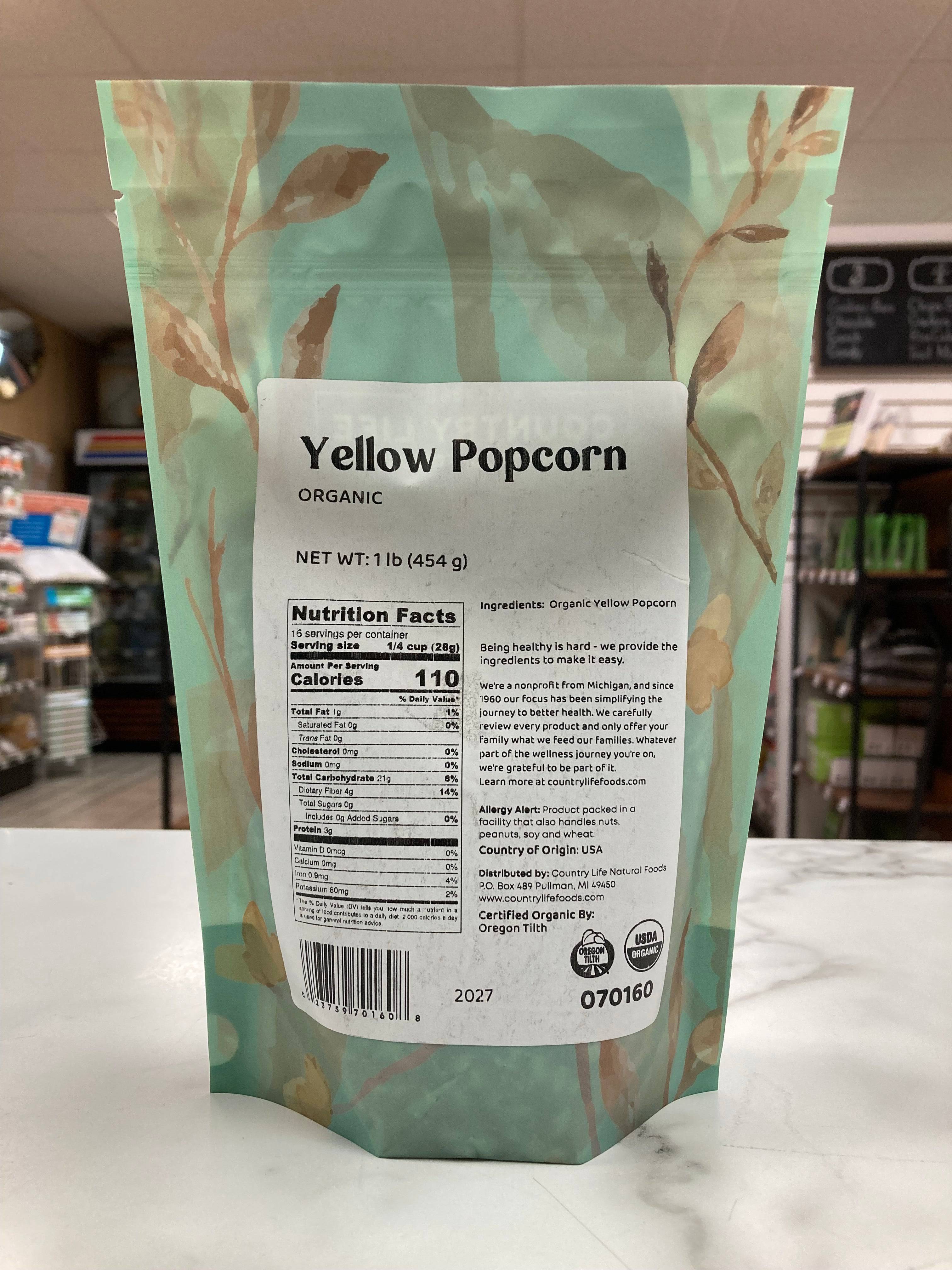 Popcorn, Yellow, Organic, Grains - Country Life Natural Foods