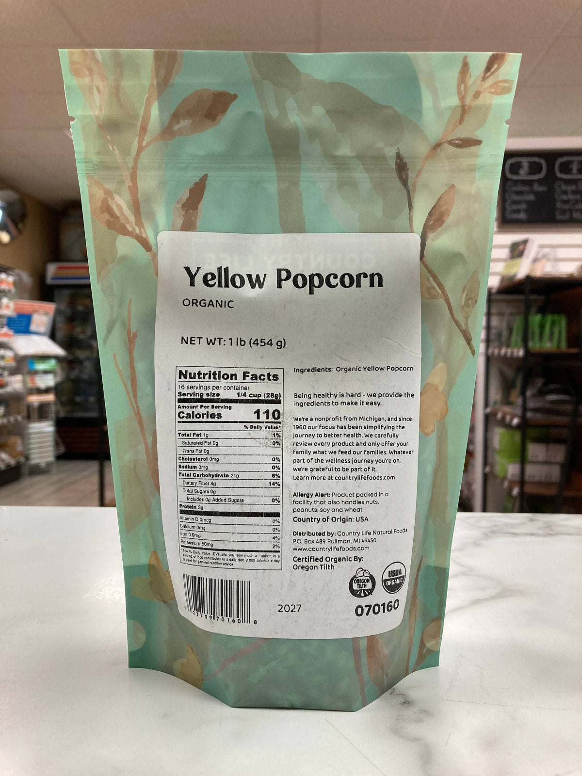 Popcorn, Yellow, Organic, Grains - Country Life Natural Foods