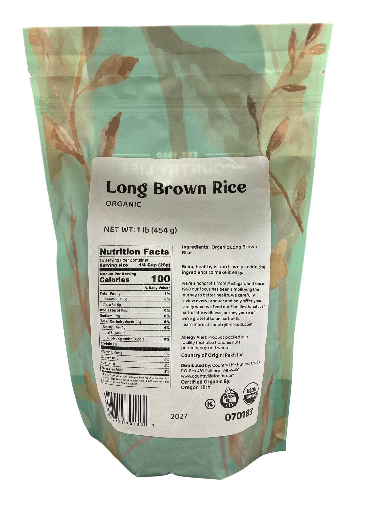 Long Rice, Brown, Organic, Rice - Country Life Natural Foods