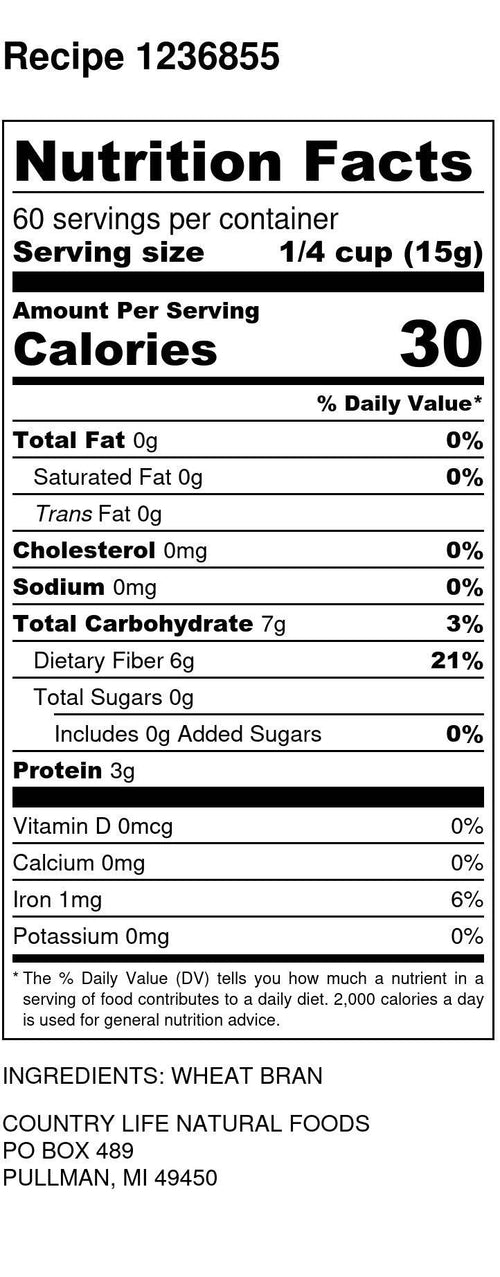 Wheat Bran, Organic, Grains - Country Life Natural Foods