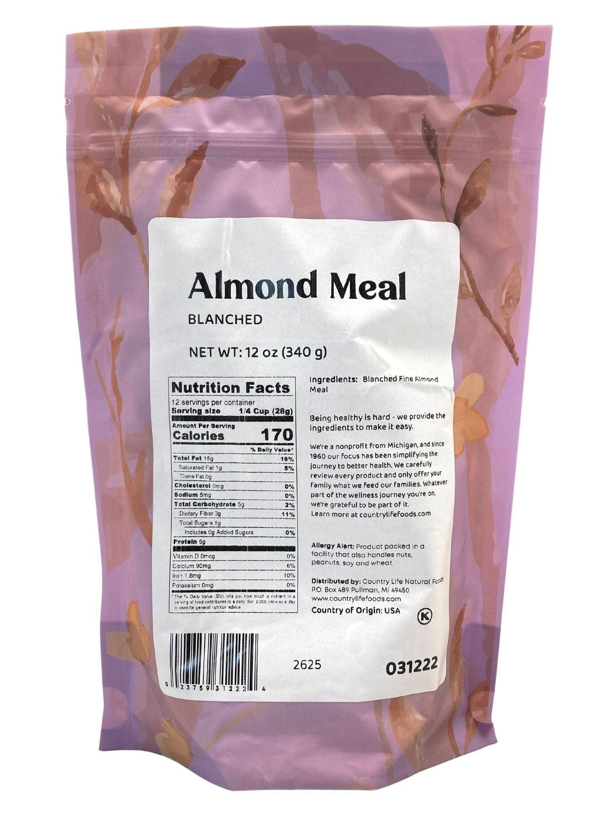 Almond Meal, Fine Ground, Blanched, Flour - Country Life Natural Foods
