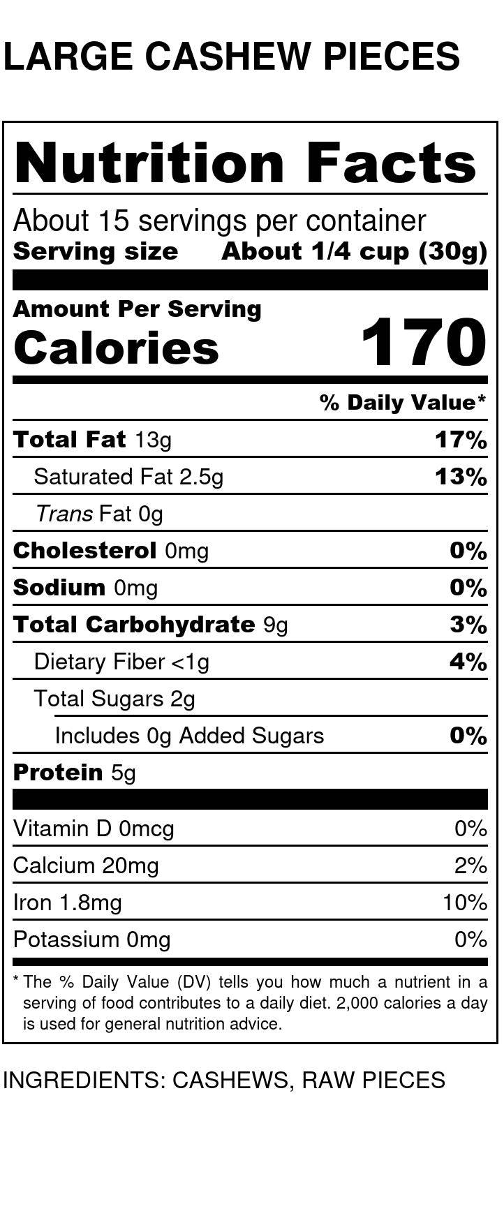 Cashews, Large Pieces, Nuts - Country Life Natural Foods