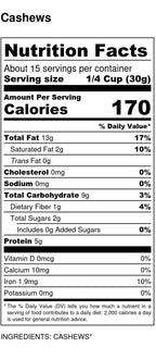 Cashews, Whole, Nuts - Country Life Natural Foods