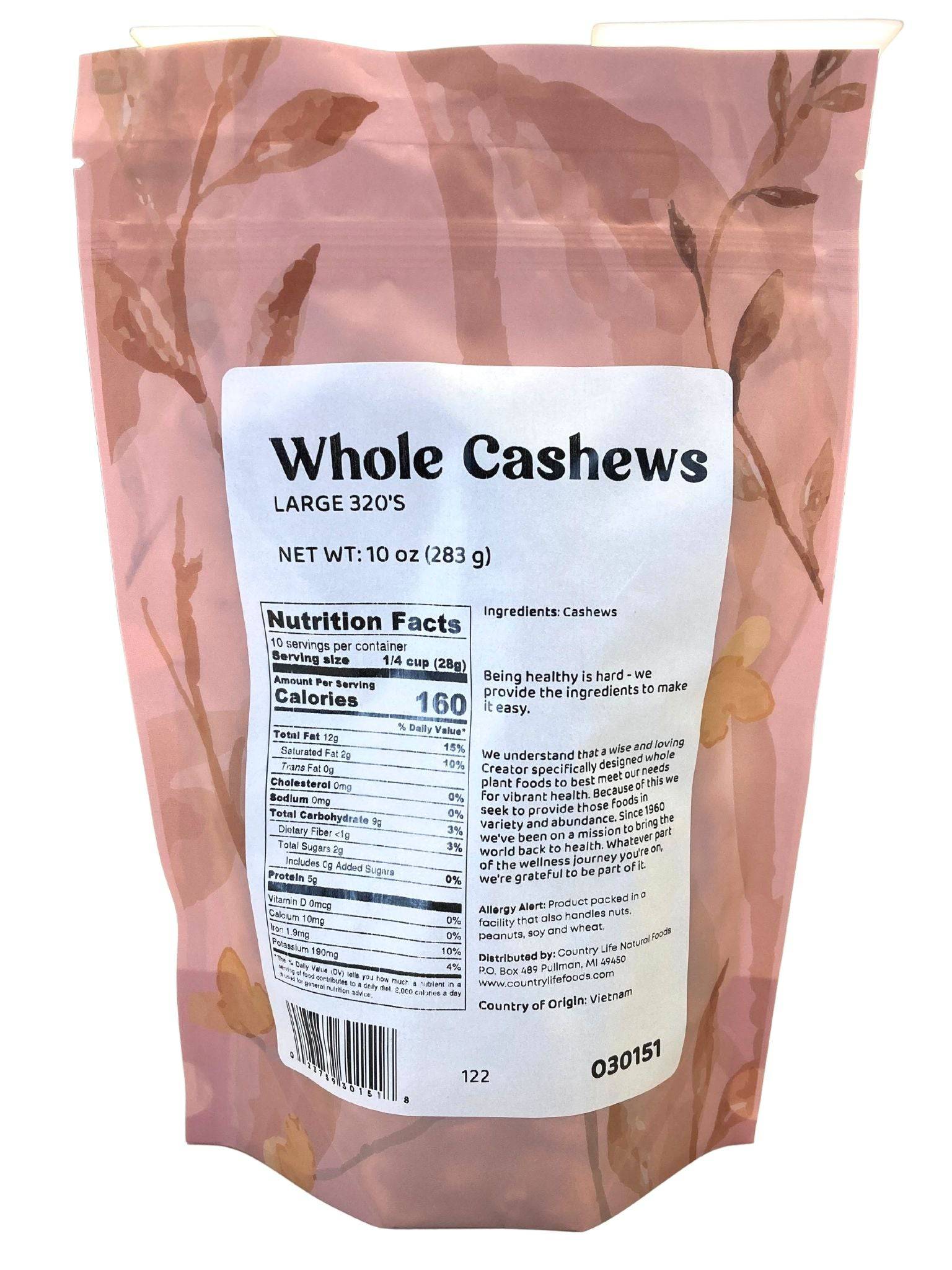 Cashews, Whole, Nuts - Country Life Natural Foods