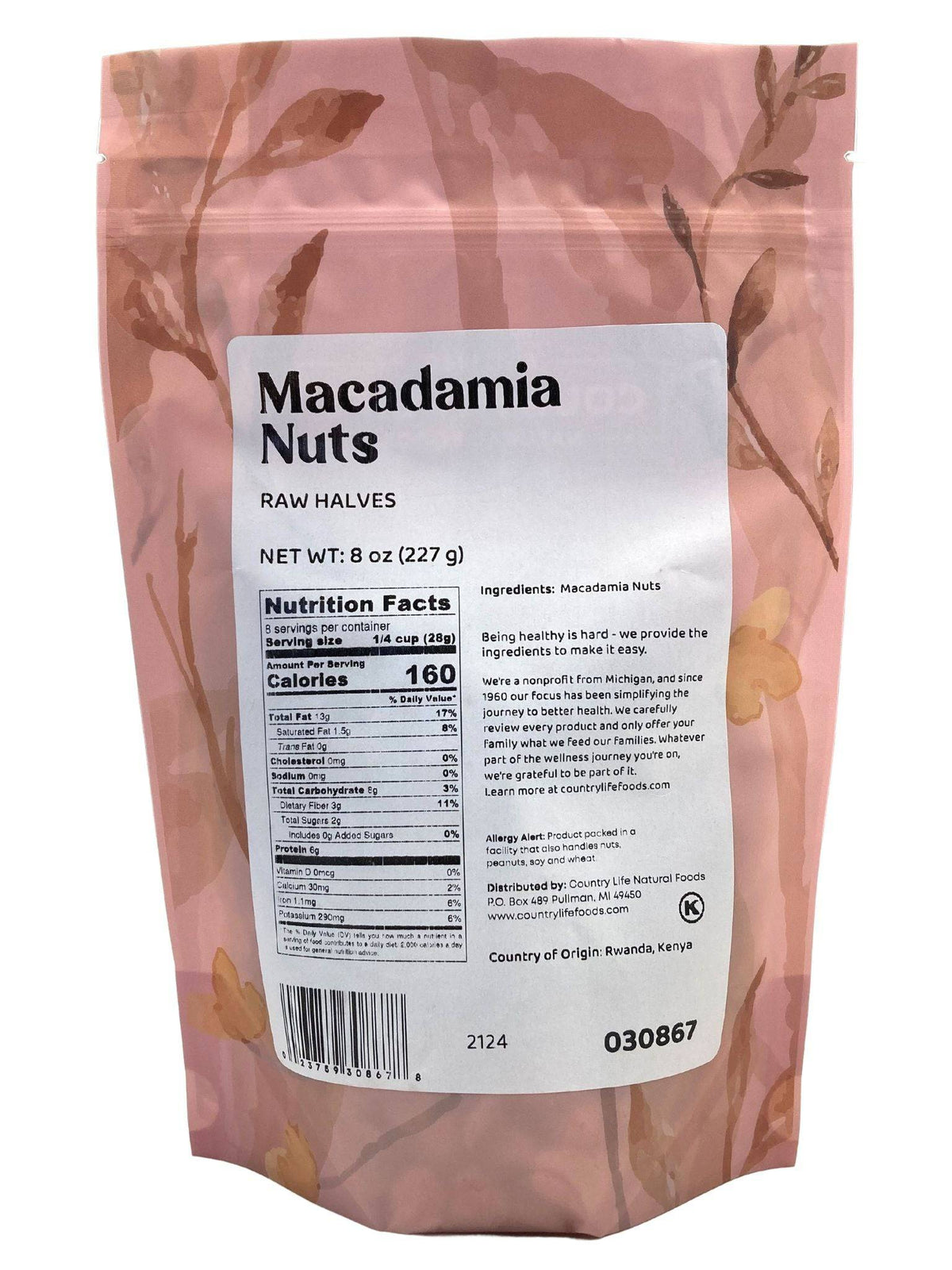 Macadamia Nut Halves, Nuts - Country Life Natural Foods