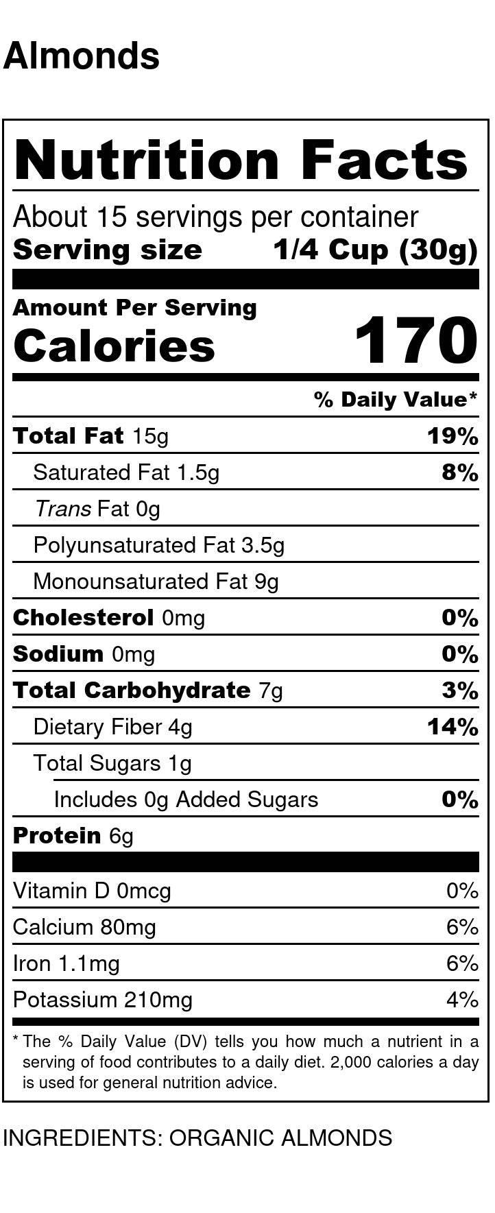 Almonds, Whole, Organic (Raw), Nuts - Country Life Natural Foods