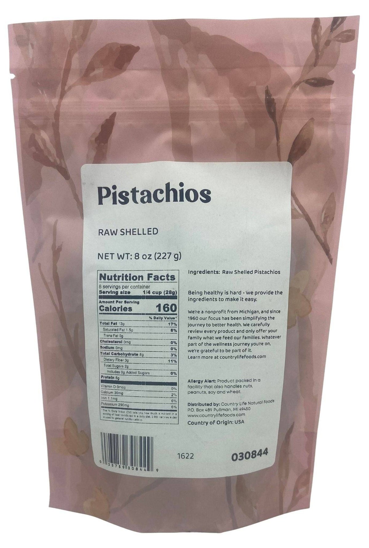 Pistachios, Shelled, Raw, Nuts - Country Life Natural Foods