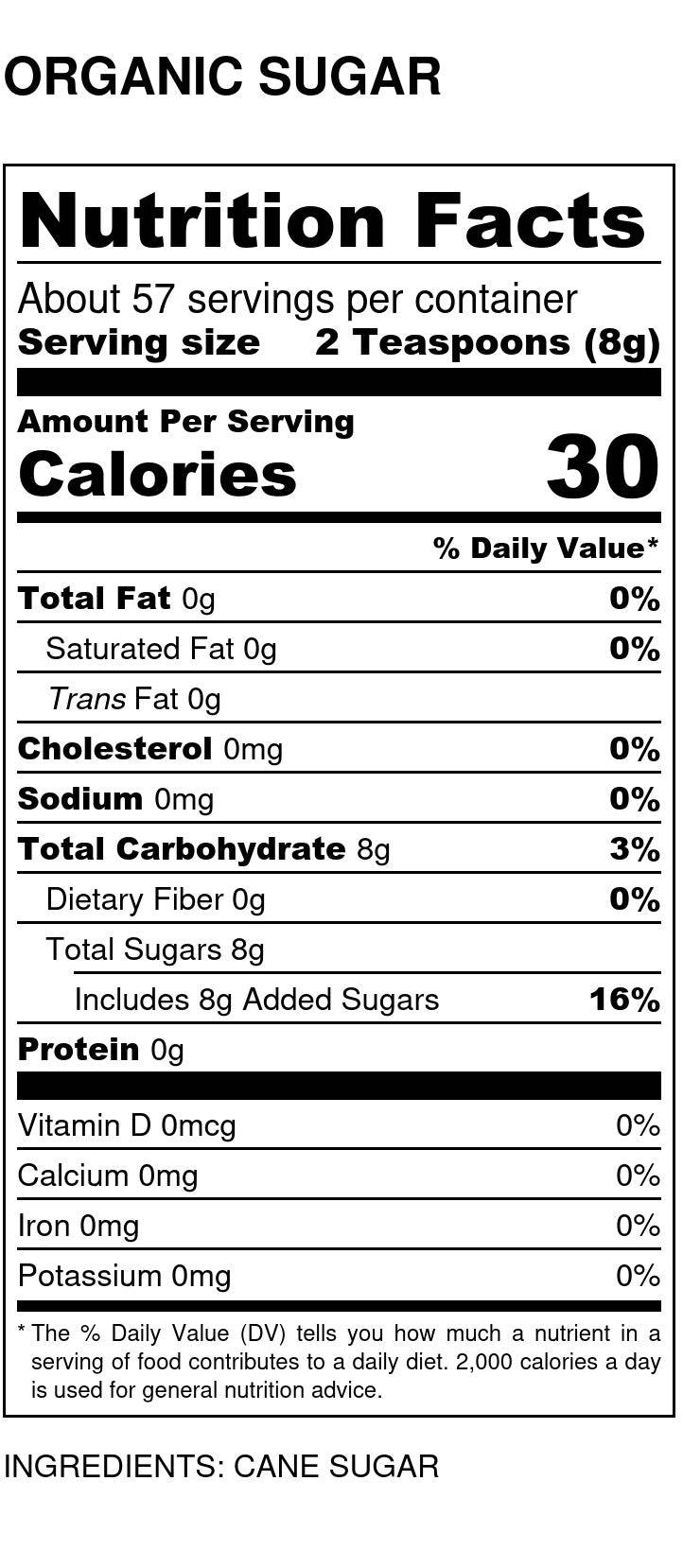 Granulated Sugar, Cane Juice Crystal, Organic, Other Sweeteners - Country Life Natural Foods