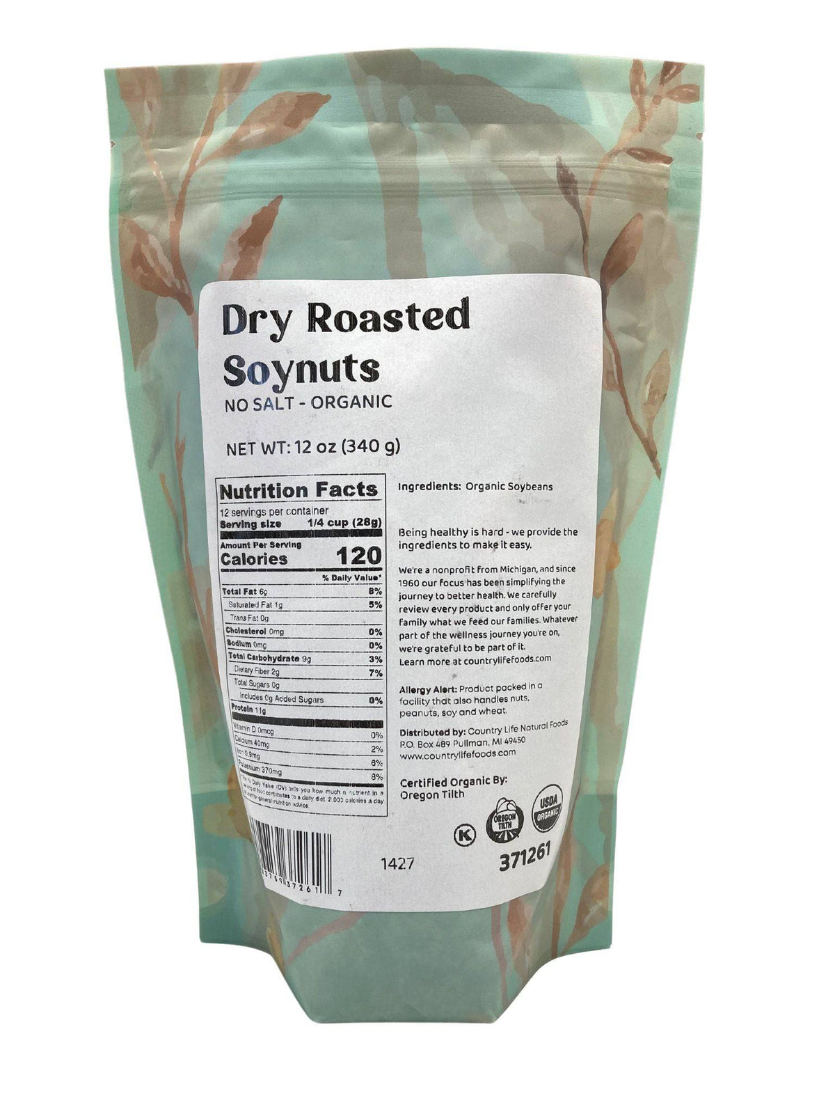 Soynuts, Dry Roasted, Organic, No Salt, Savory Snacks - Country Life Natural Foods