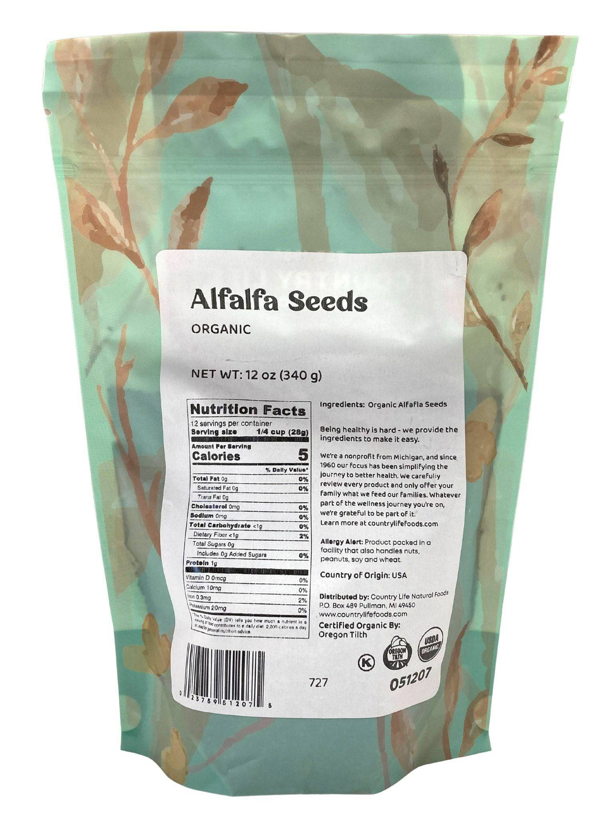 Alfalfa Seeds, Organic, Seeds - Country Life Natural Foods