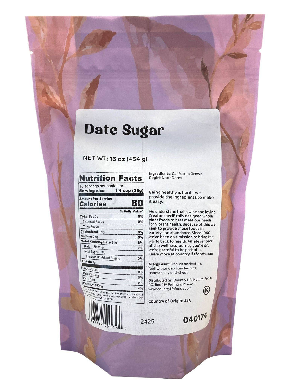 Date Sugar, Granulated, Other Sweeteners - Country Life Natural Foods