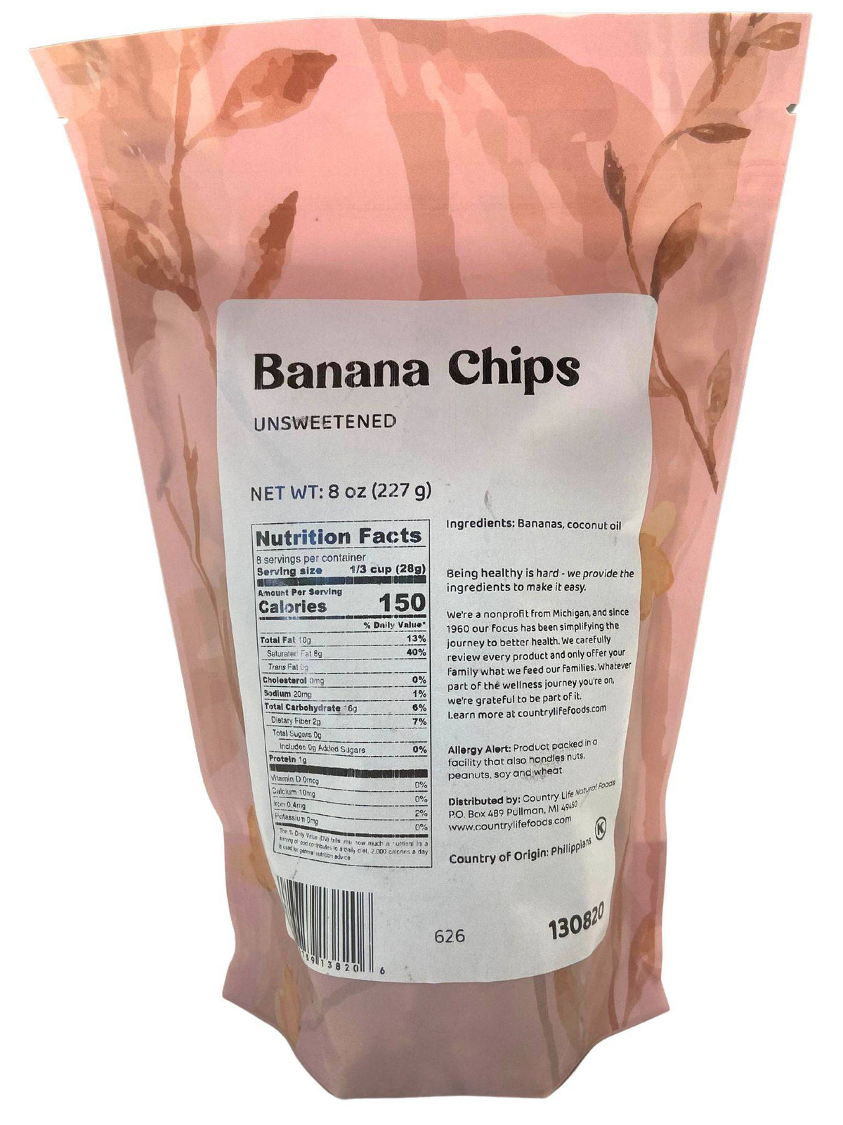 Banana Chips, Unsweetened, Dried Fruit - Country Life Natural Foods