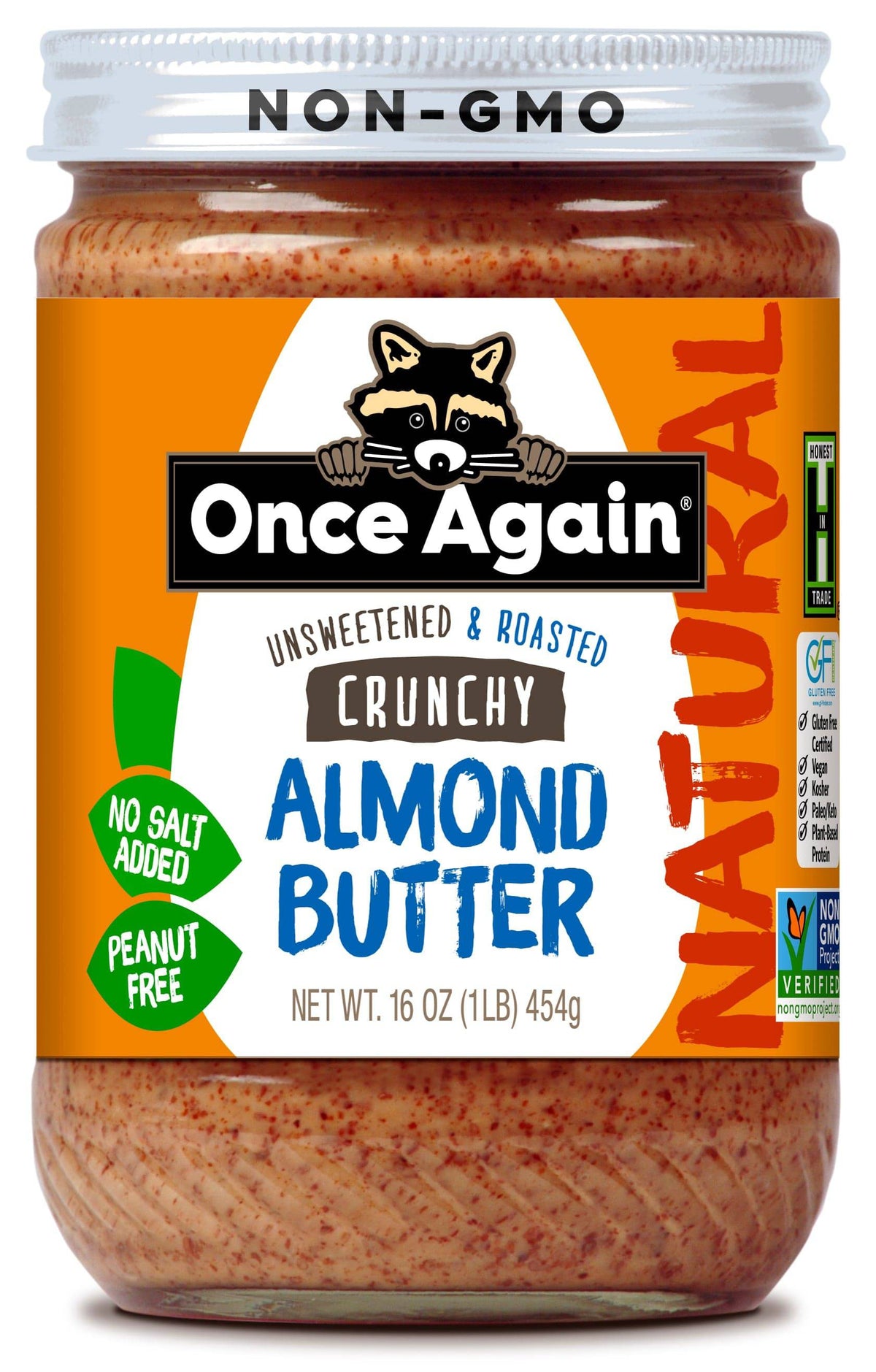 Almond Butter, Crunchy, No Salt, Nut & Seed Butters - Country Life Natural Foods