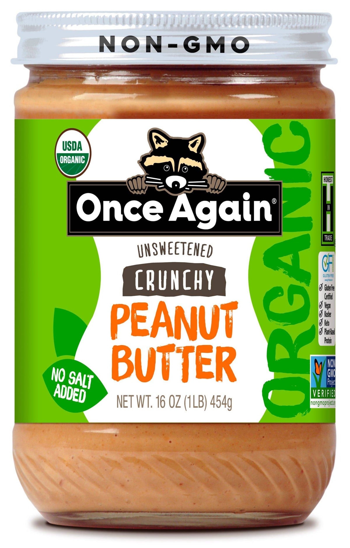 Peanut Butter, Crunchy, No Salt, Organic, Nut & Seed Butters - Country Life Natural Foods