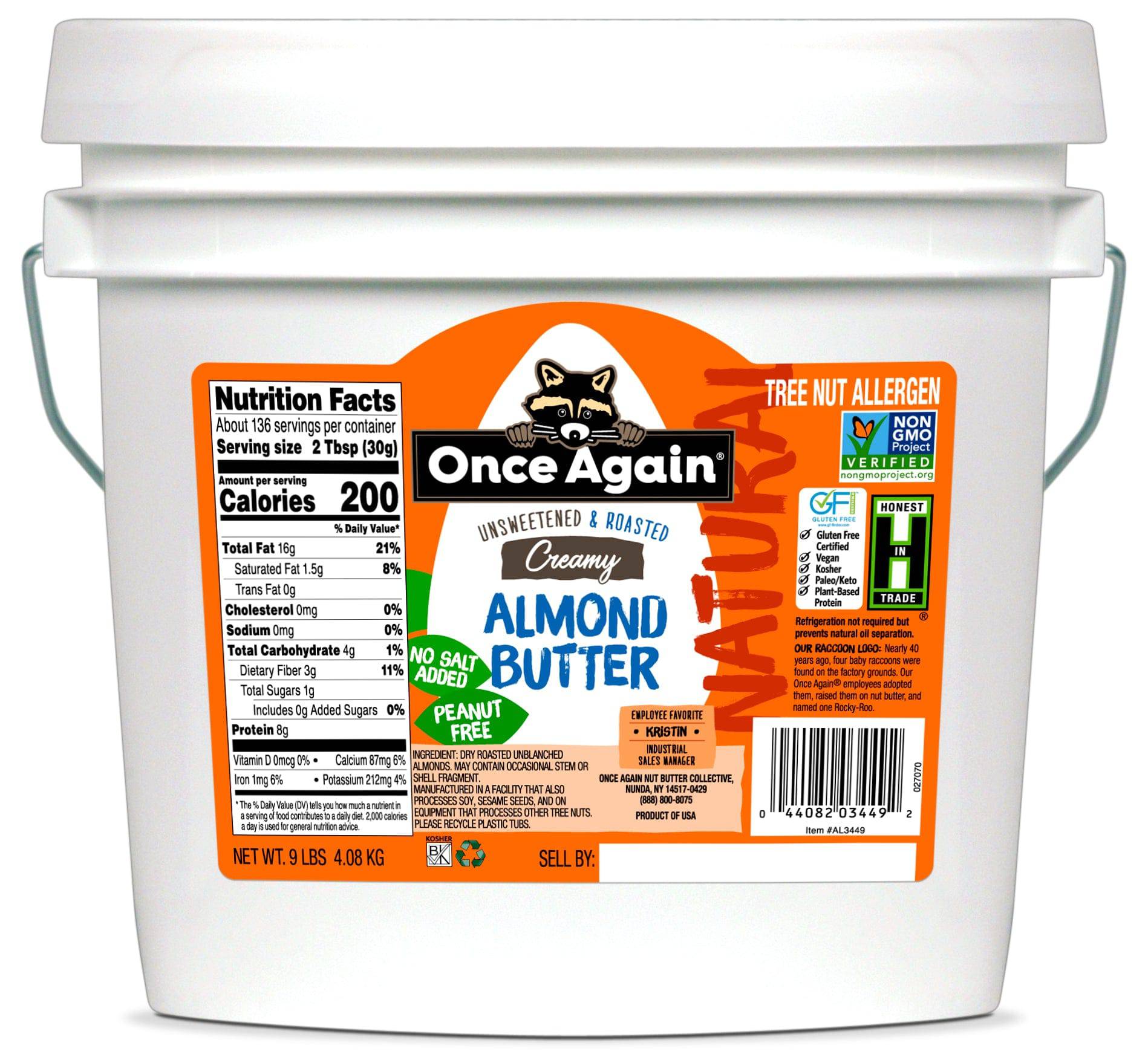 Almond Butter, Creamy, No Salt, Nut & Seed Butters - Country Life Natural Foods