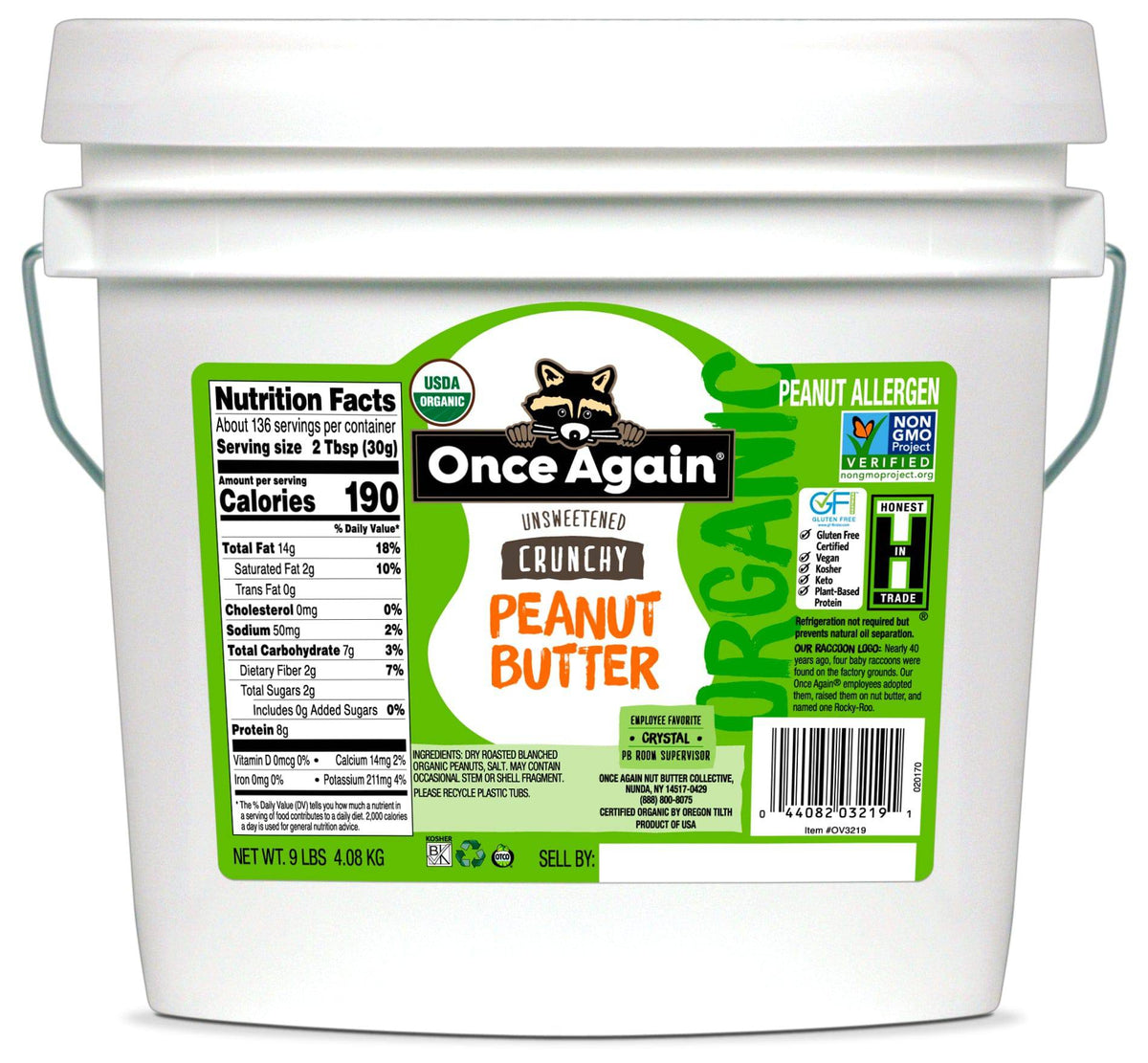 Peanut Butter, Crunchy, Organic, Nut & Seed Butters - Country Life Natural Foods