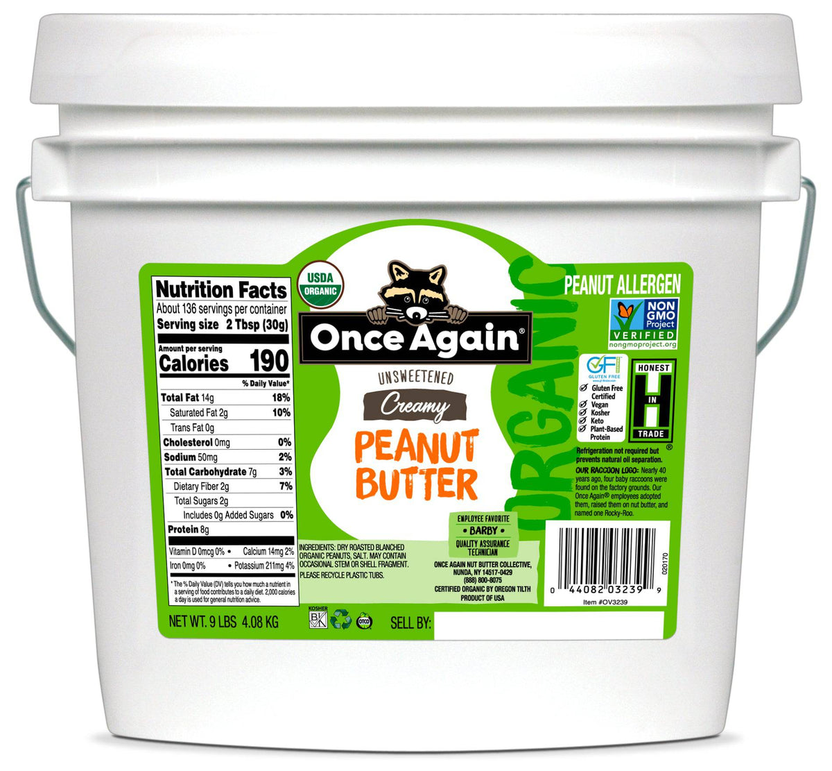 Peanut Butter, Creamy, Organic, Nut & Seed Butters - Country Life Natural Foods