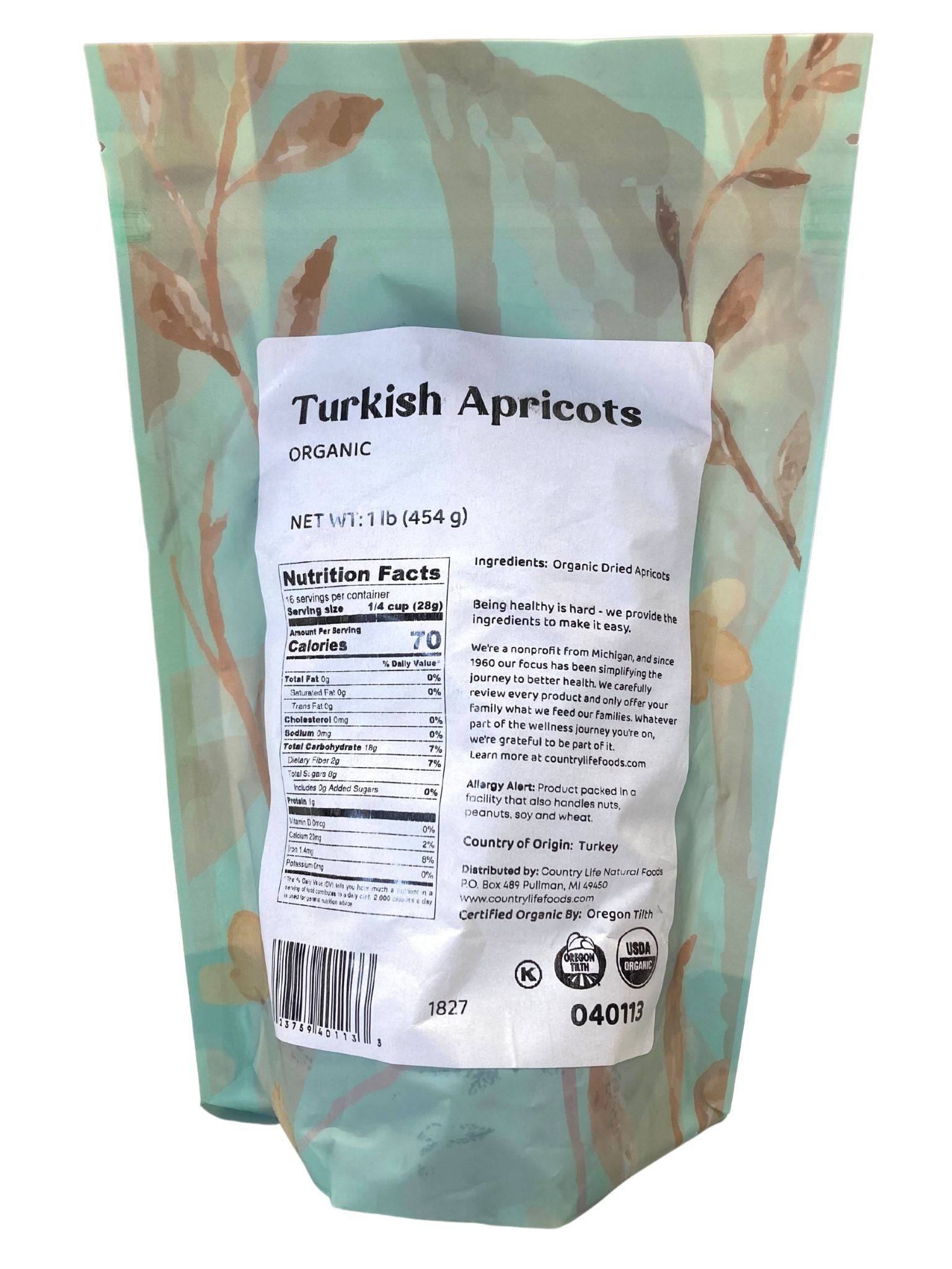 Apricots, Turkish, Organic, Dried Fruit - Country Life Natural Foods