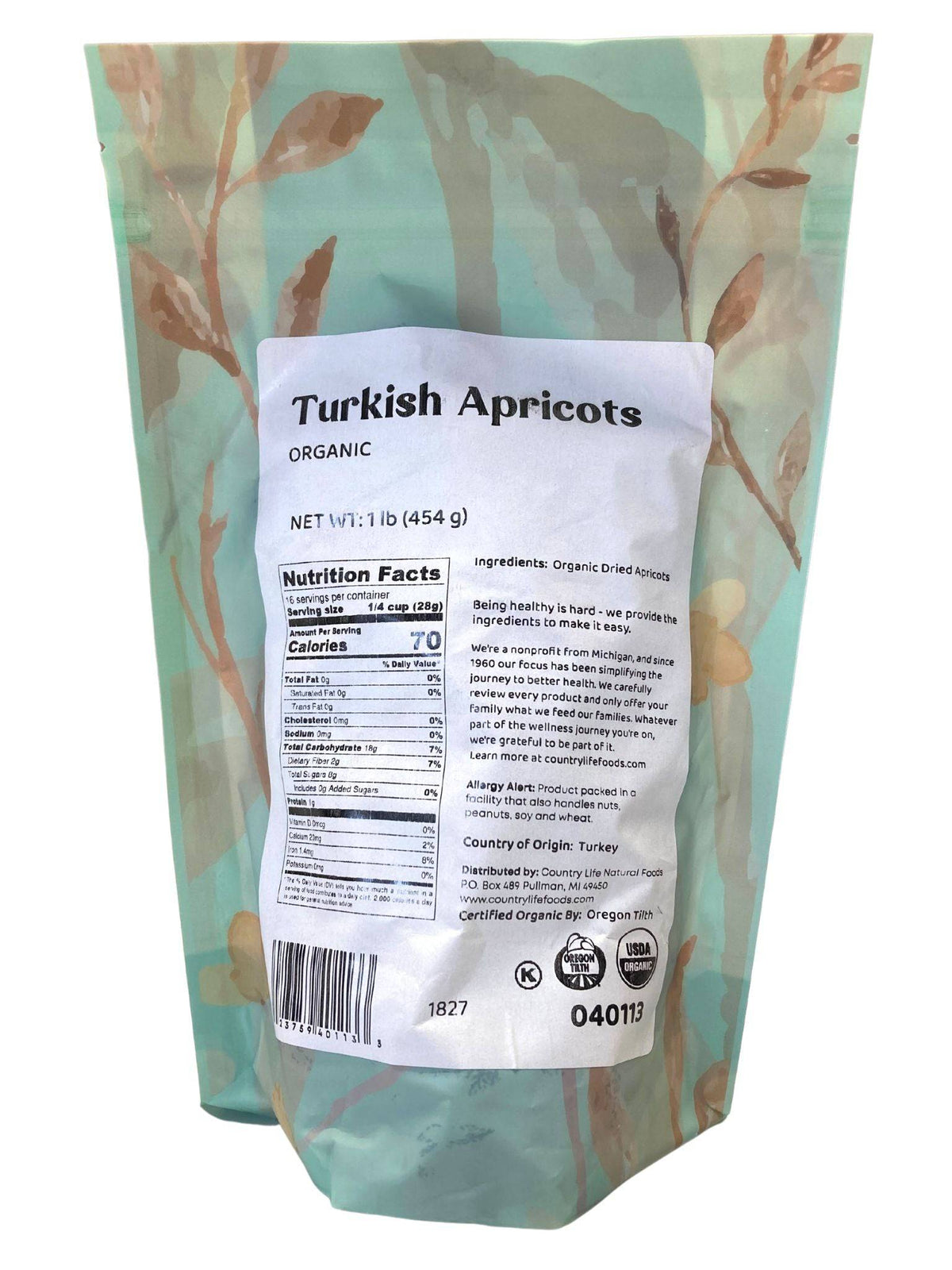 Apricots, Turkish, Organic, Dried Fruit - Country Life Natural Foods